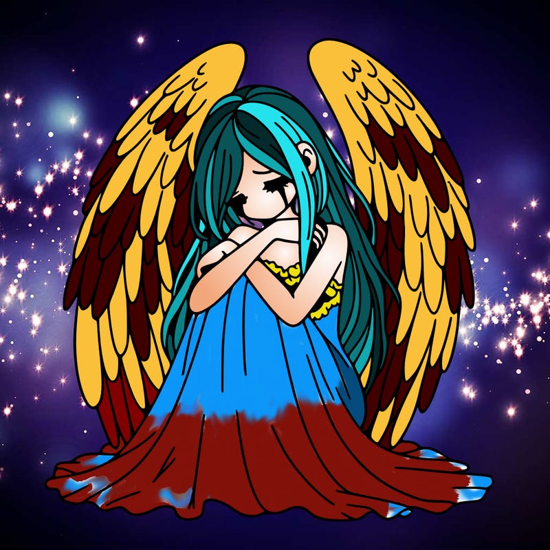 ethereal girl in grief, lonely and heartbroken