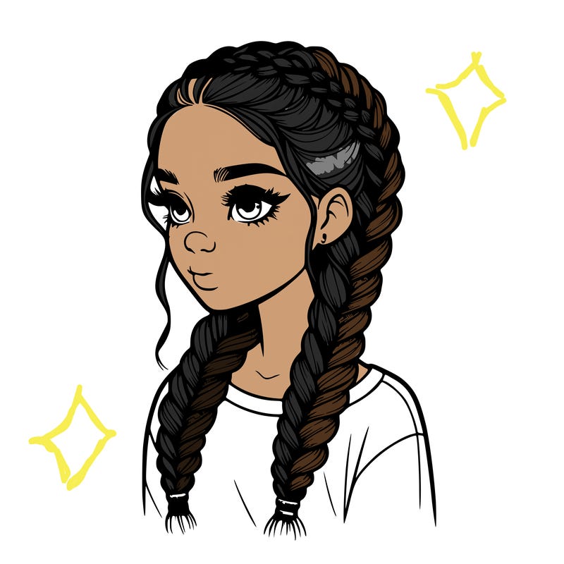 realistic girl with braids