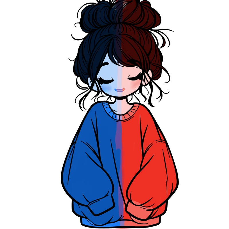 girl with baggy sweatshirt and messy bun