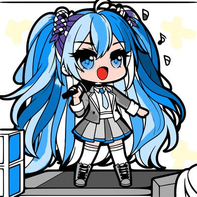 hatsume miku singing chibi