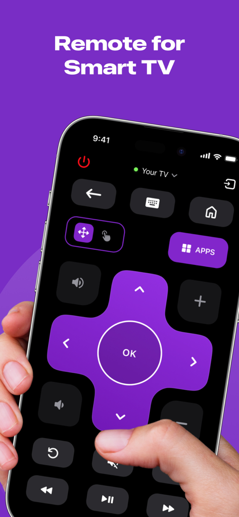 Roku TV Remote Control & Cast - Digital remote control interface for Smart TV on an iPhone screen