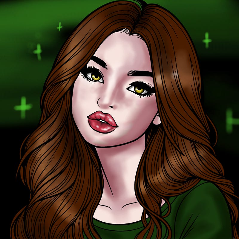 realistic girl with hair on her hair and lips