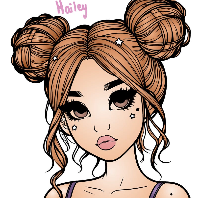 realistic girl with space buns