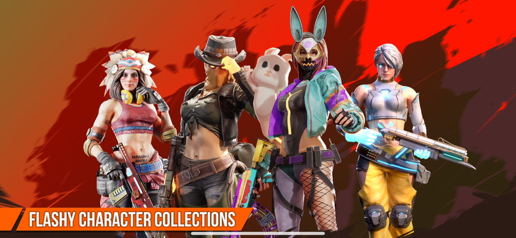 Four diverse and flashy hero characters from Zombie Hunter Offline Games