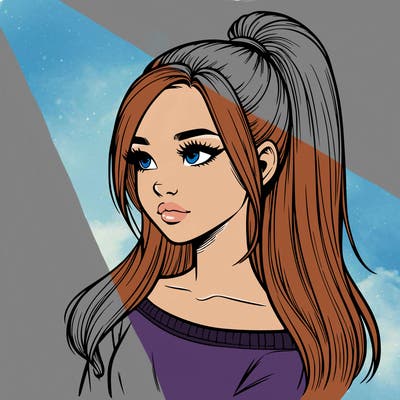 realistic girl with a high ponytail