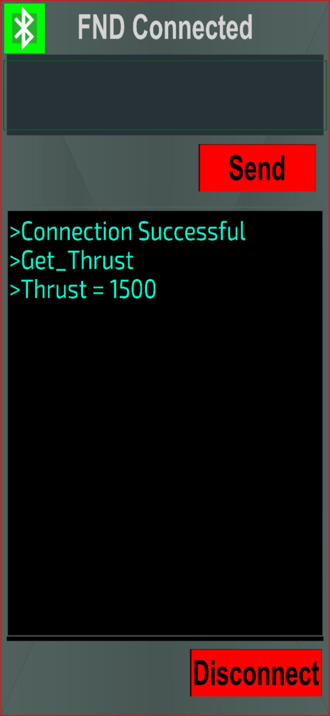Interfaccia del monitor seriale che mostra la connessione riuscita e lo scambio di dati di spinta nell'app Arduino Bluetooth Pro