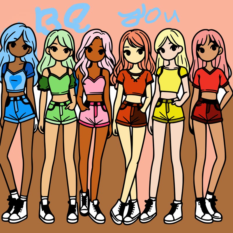 a group of girls wearing crop tops and shorts