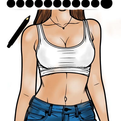 realistic girl in crop top