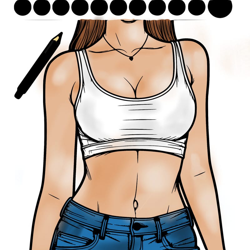 realistic girl in crop top