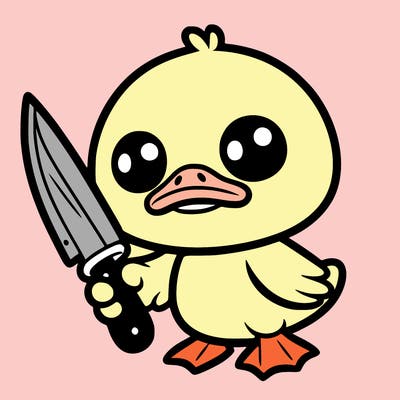 cute duck with knife
