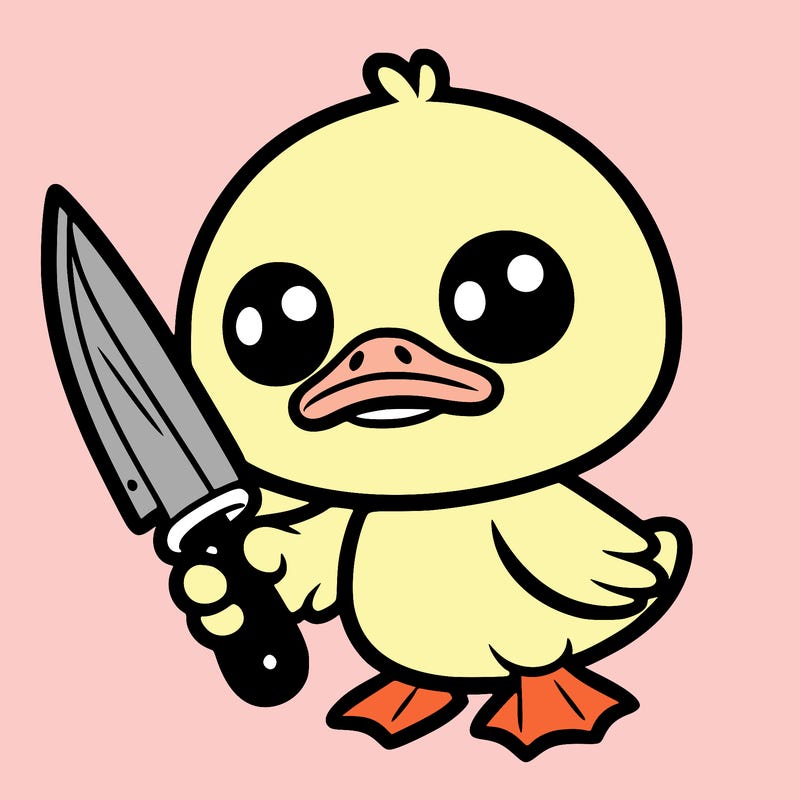 cute duck with knife