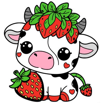 cute strawberry cow