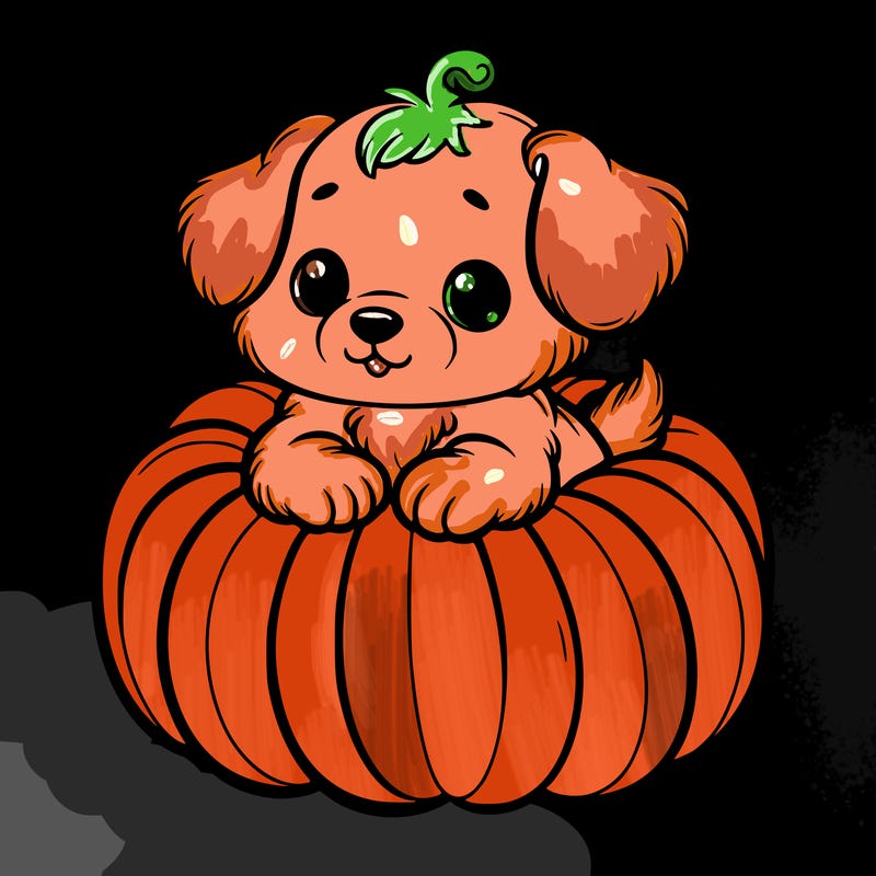 cute little puppy in a pumpkin