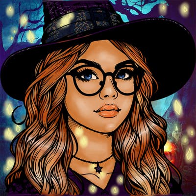 a witch with glasses realistic