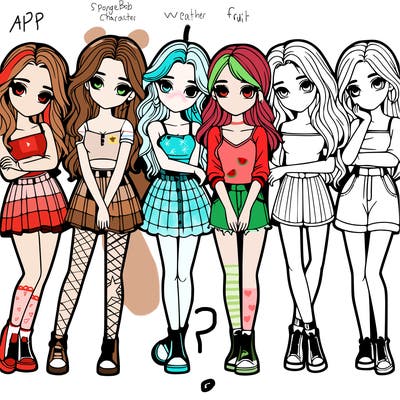 a group of girls realistic