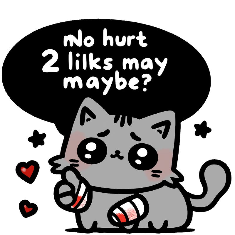 cute cat thats been hurt saiying 2 likes maybe