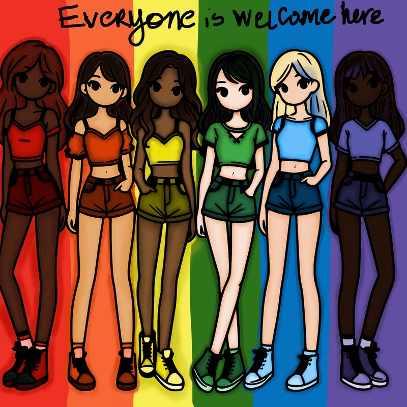 a group of girls wearing crop tops and shorts