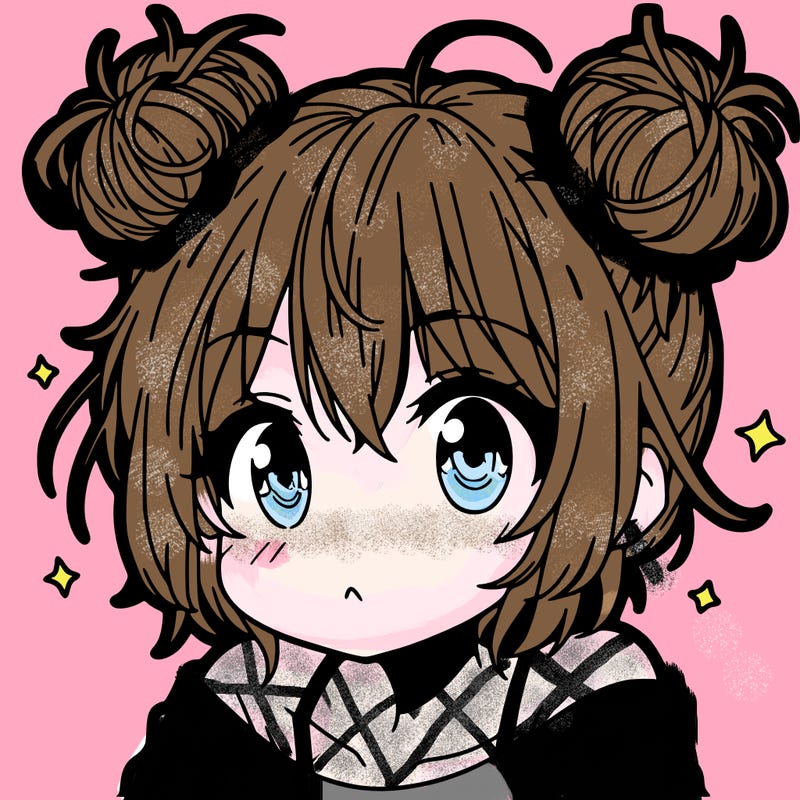 a manga girl with messy small buns