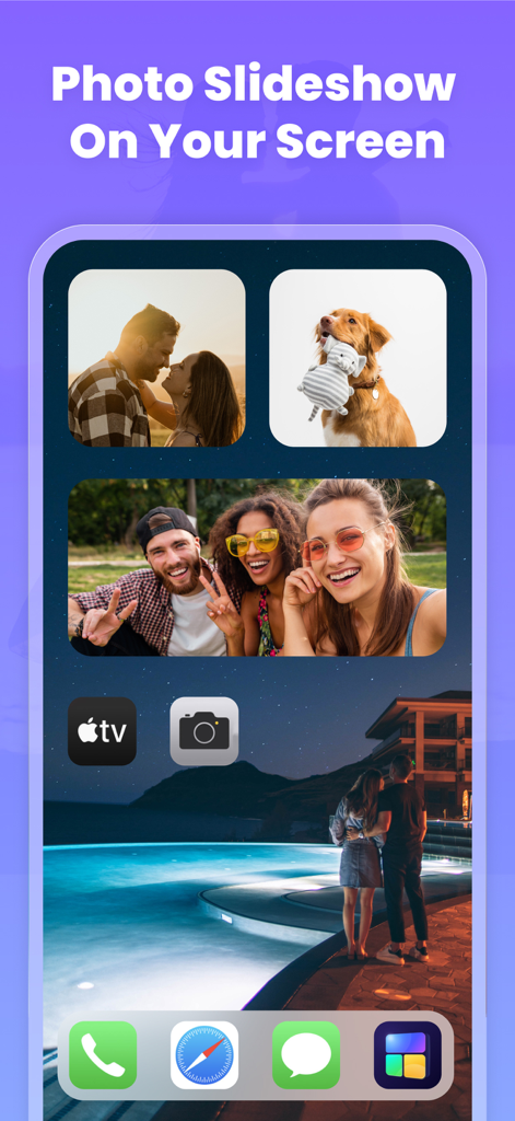 Color Widgets Kit - iWidgets - iPhone home screen displaying aesthetic photo slideshow widgets with personal pictures