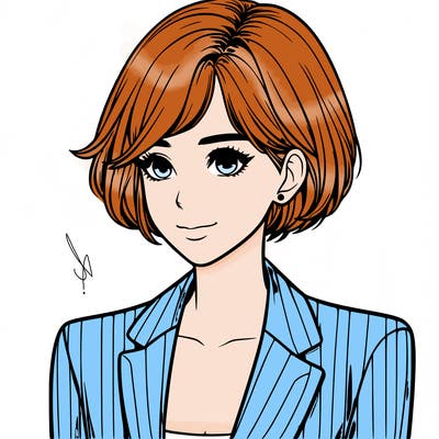 one beautiful girl realistic wearing suit with short hair