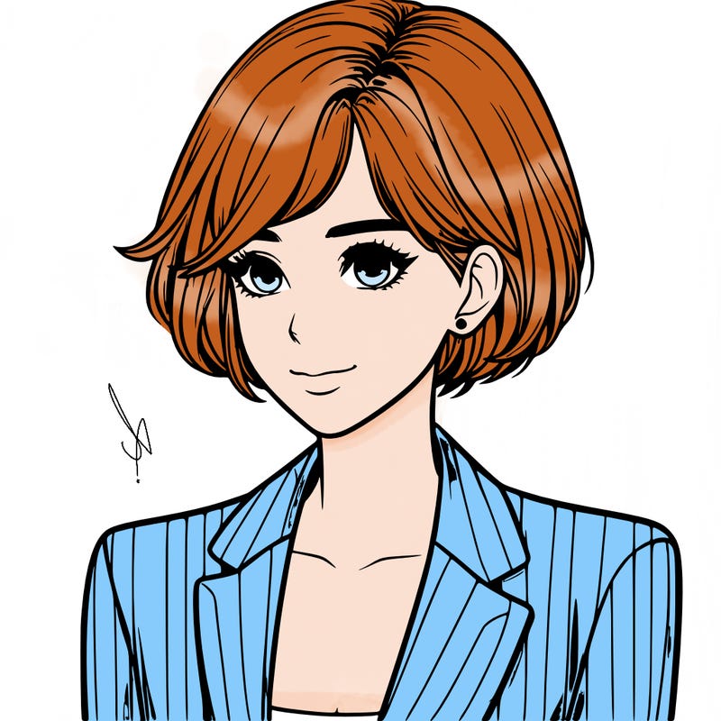 one beautiful girl realistic wearing suit with short hair