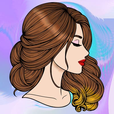 realistic woman's head & hair
