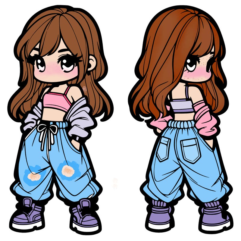 girl in crop top and baggy pants