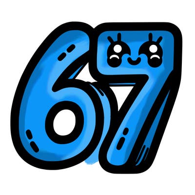 the numbers 67