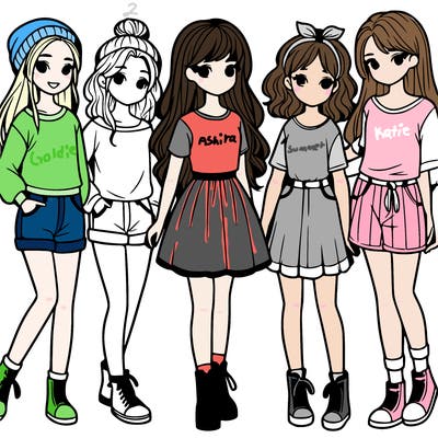 a group of five girls