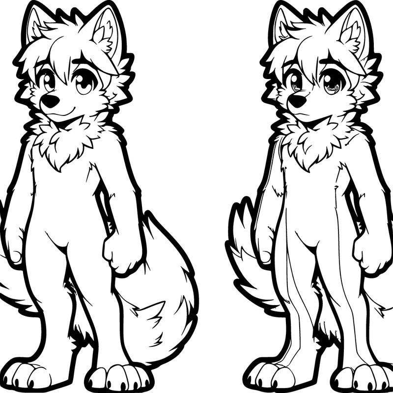 an anime standing wolf furry in full fursuit