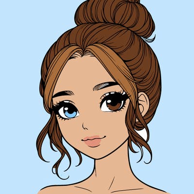 realistic pretty girl with hair in bun