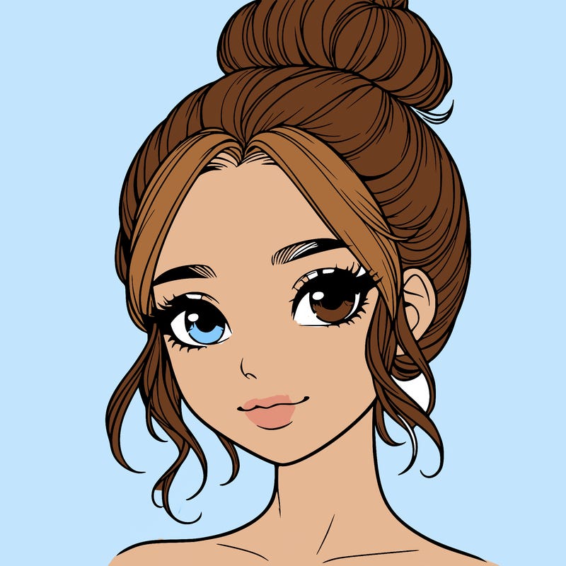 realistic pretty girl with hair in bun