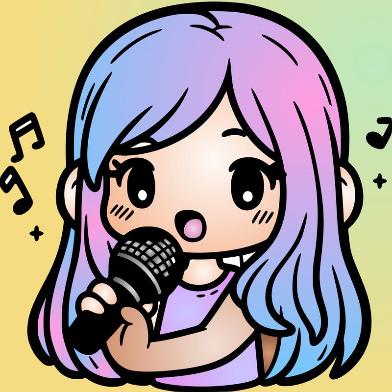 girl with microphone and shoulder length hair