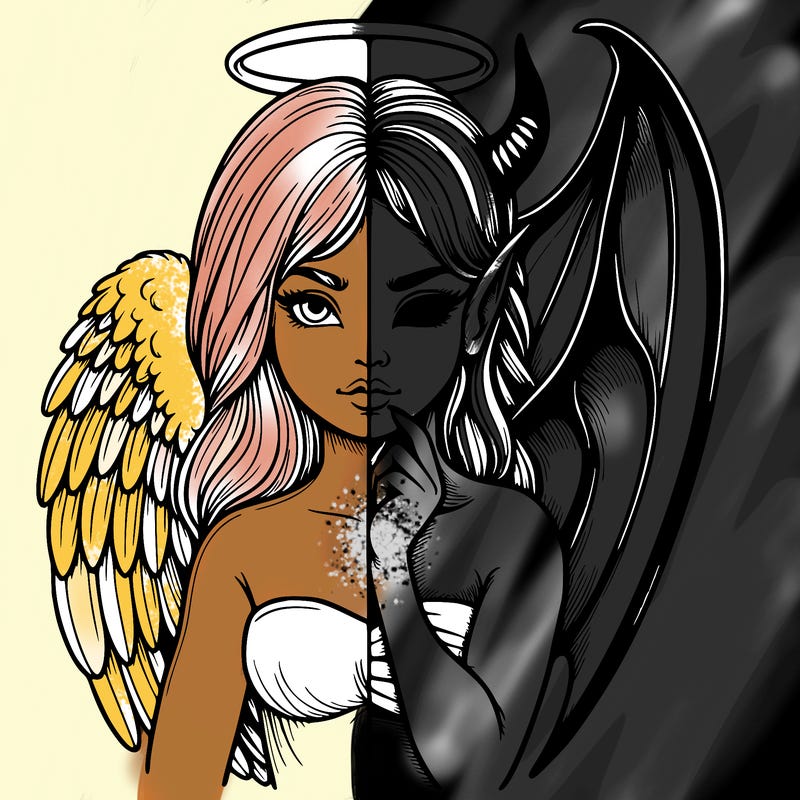 realistic angel half demon