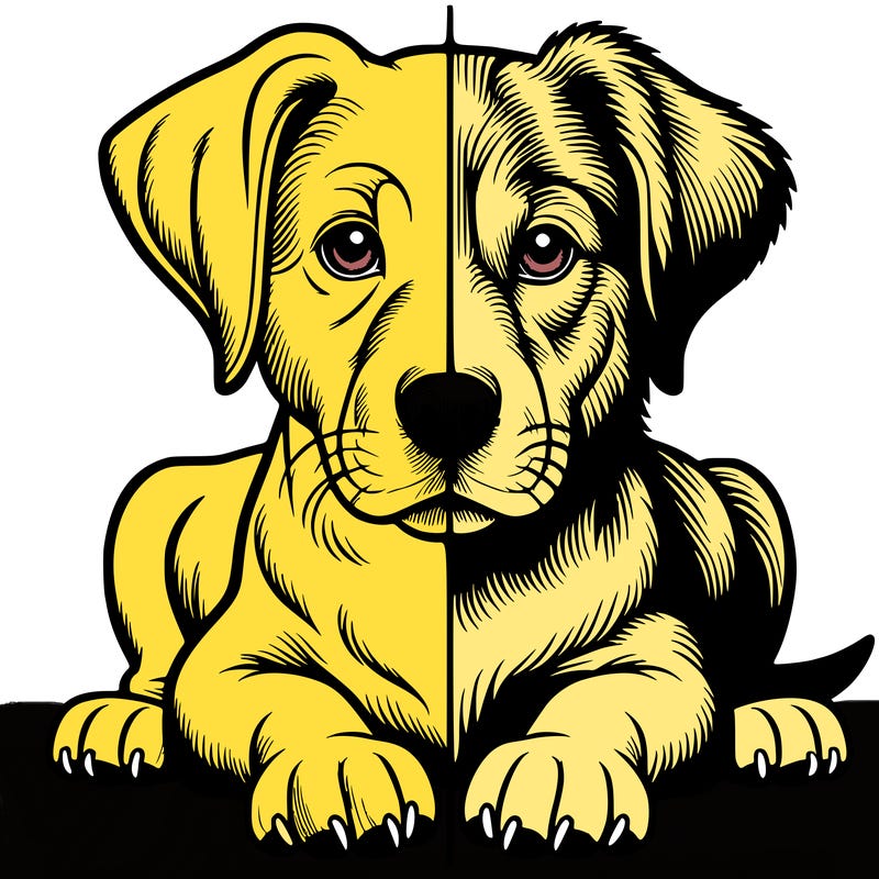 realistic dog split picture