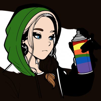 a realistic girl, spray painting