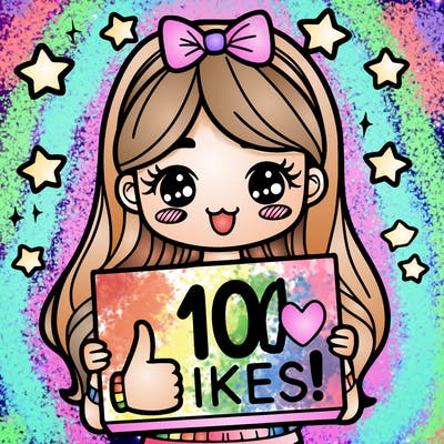 a girl holding a sign saying "10 likes!"