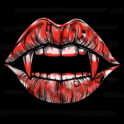lips with vampire teeth