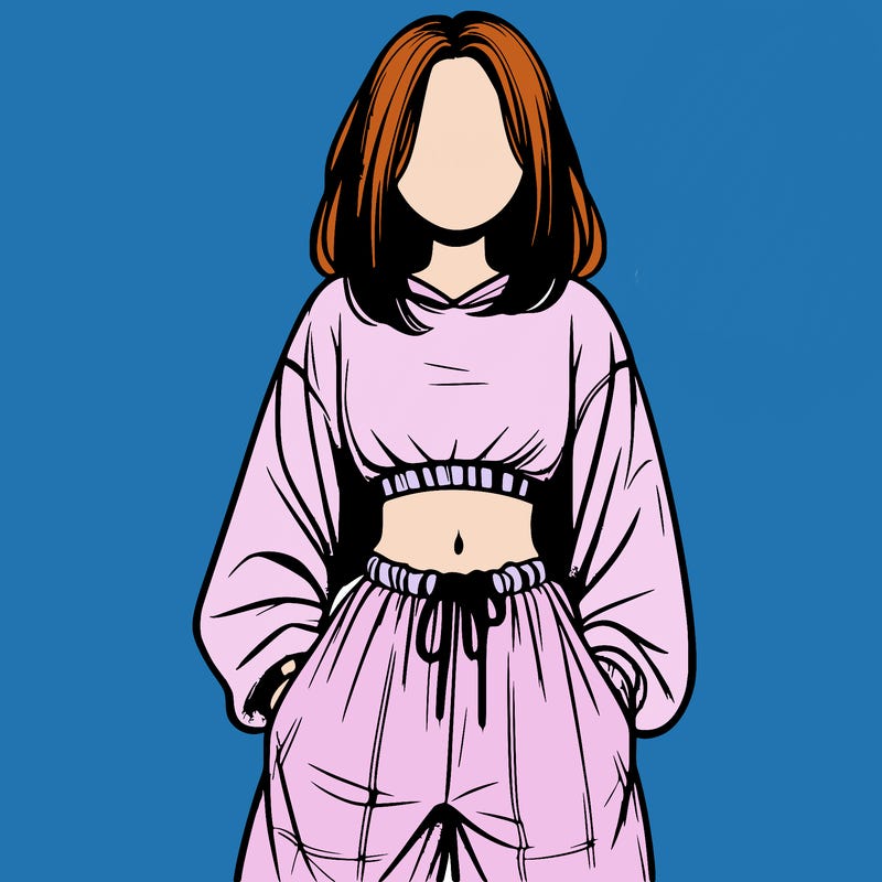 realistic girl faceless with baggy pants and a crop top