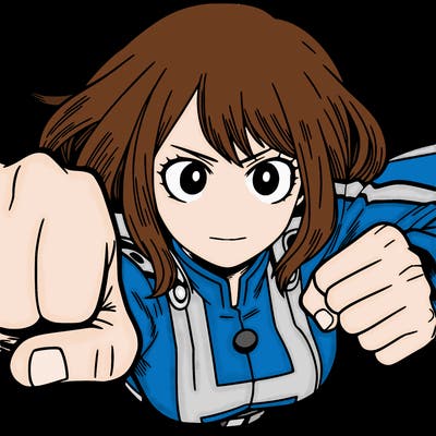 uraraka flying fists towards viewer