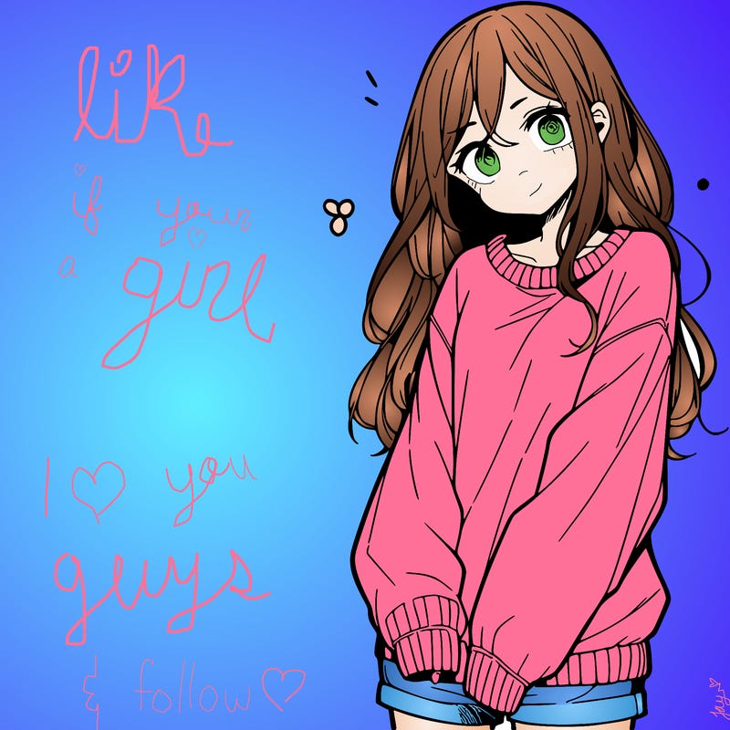 manga teen girl  in a sweater and baggy pants