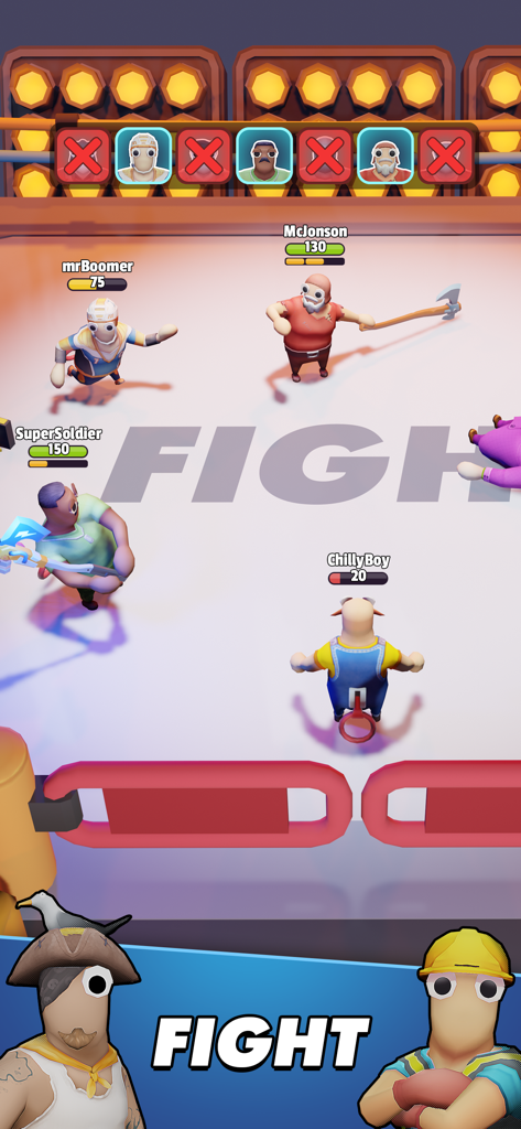 Gang Battle Party: Playground - 갱 배틀 파티 경기장에서 커스터마이징 가능한 전투기들과 함께하는 멀티플레이어 물리 기반 래그돌 전투