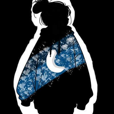 realistic girl with a oversized sweatshirt on and a bun