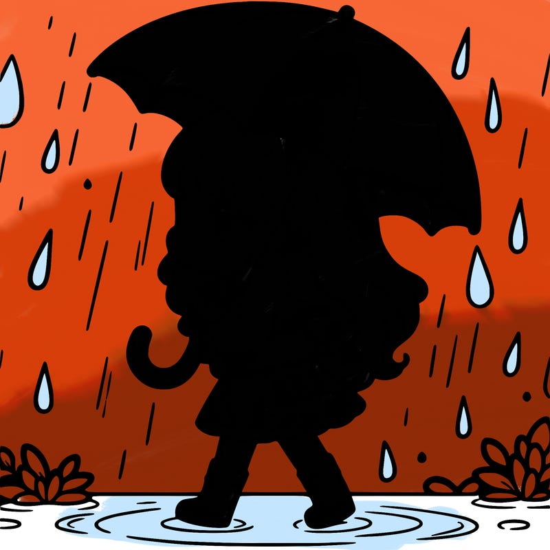 girl in rain with unbrella