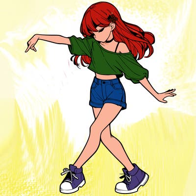 realistic girl danceing