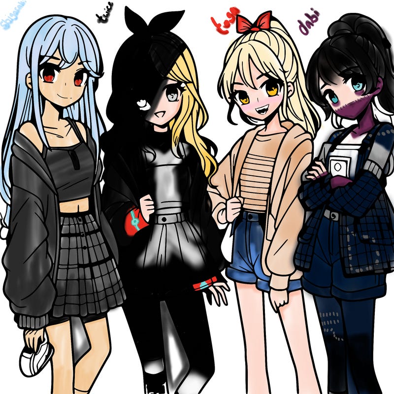teen manga girls group of 4
