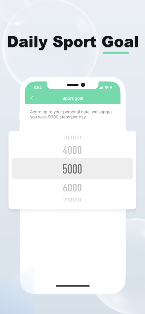 H Band Lite - H Band Lite app interface for setting a daily step goal