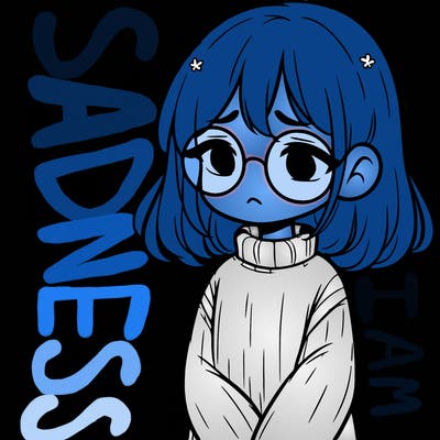 sad girl with glasses in a sweater