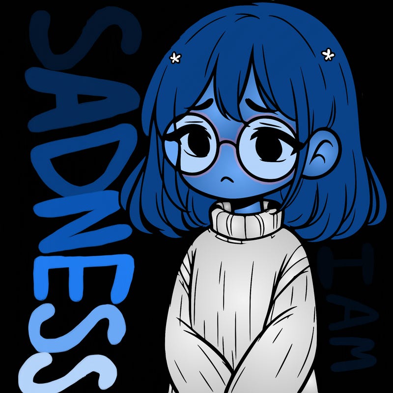 sad girl with glasses in a sweater