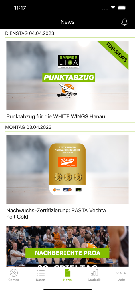 BARMER 2 Basketball Bundesliga - Der Nachrichtenbereich der BARMER 2 Basketball Bundesliga App mit Artikeln und Updates zur Liga.